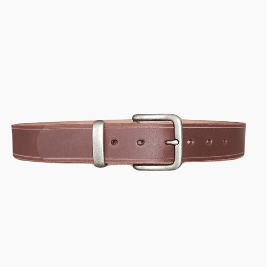 38mm | Mahogany | Jeans Belt | Antique Silver Buckle