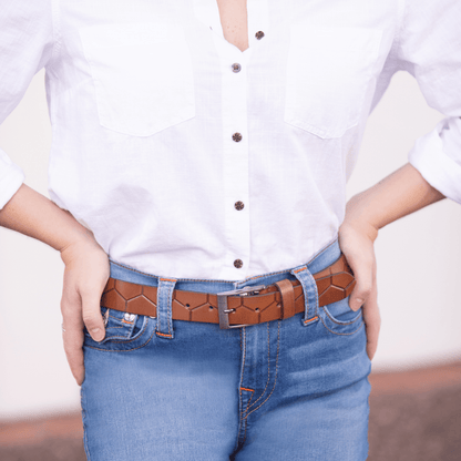 Tan 100% Leather Croc Inspired Belt- 35mm Width - BeltUpOnline