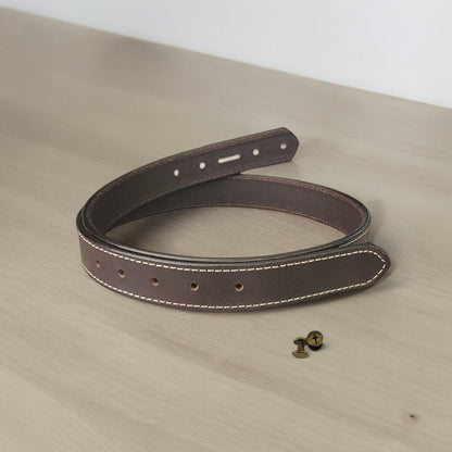 32mm | Brown - White Stitch | Strap Only