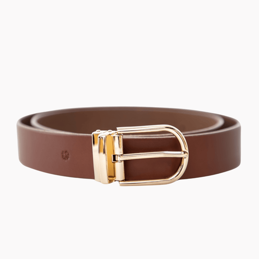 35mm | Tan | Dress Belt | Slim Gold Buckle