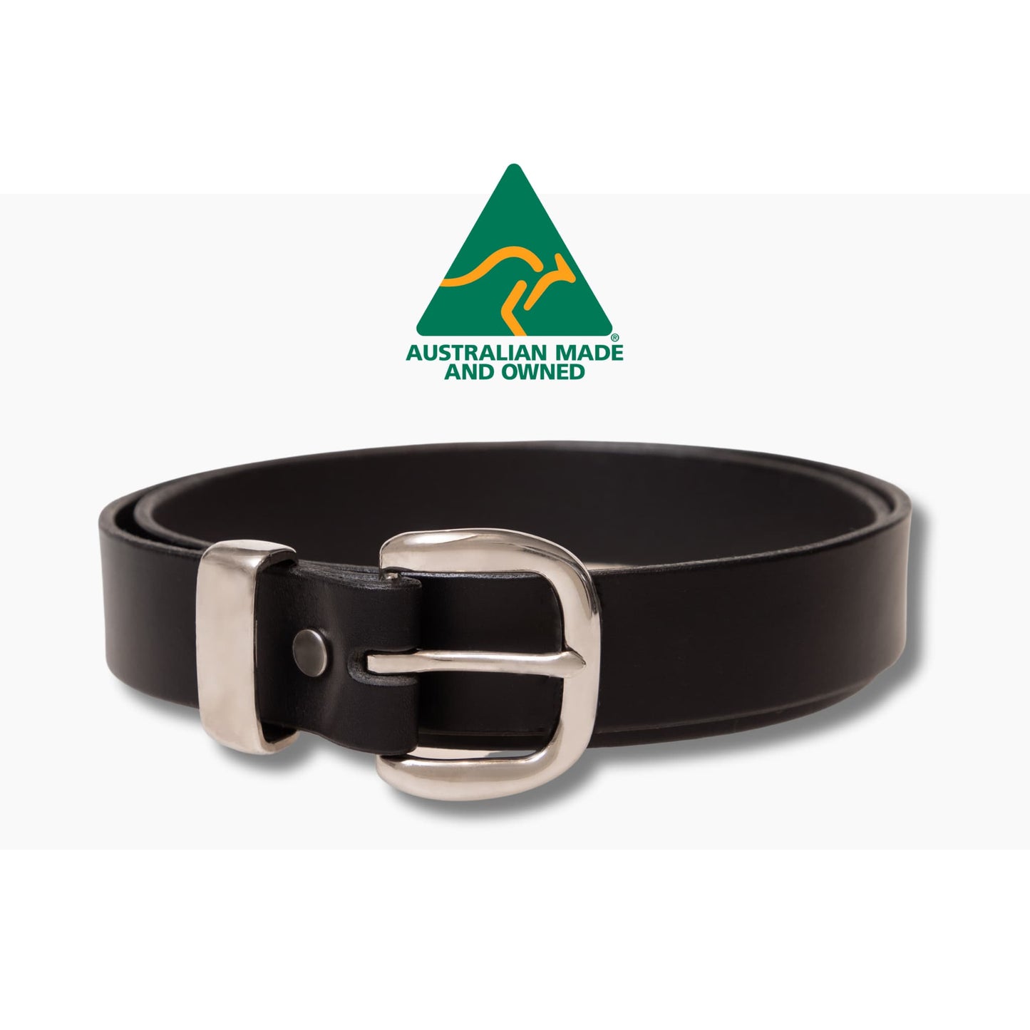 32mm | Black Italian Leather | Round Polished Silver Buckle