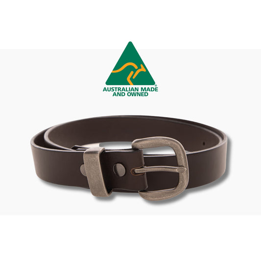 32mm | Brown Italian Leather | Antique Silver Buckle