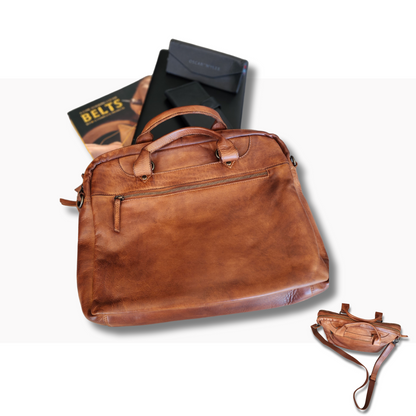 Cognac Henry Satchel - Oran - BeltUpOnline