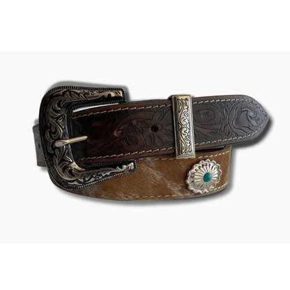 Brown Hair on Hide Concho - 38mm - BeltUpOnline