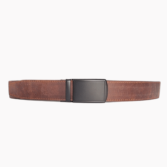 35mm | Suede Like | Brown Auto Buckle | Black Full Face Buckle