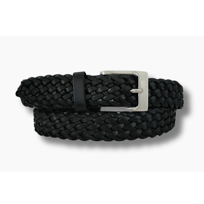 Black Plaited Leather Belt- 35mm Width - BeltUpOnline