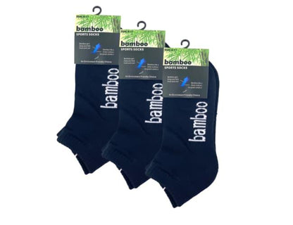 3 x Mens Black Bamboo Sports Socks - BeltUpOnline