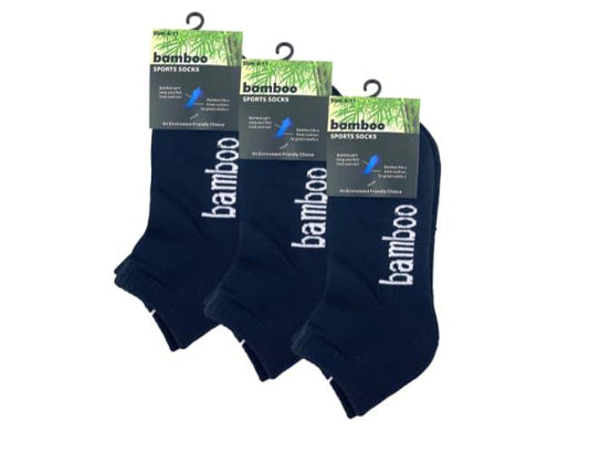 3 x Mens Black Bamboo Sports Socks - BeltUpOnline
