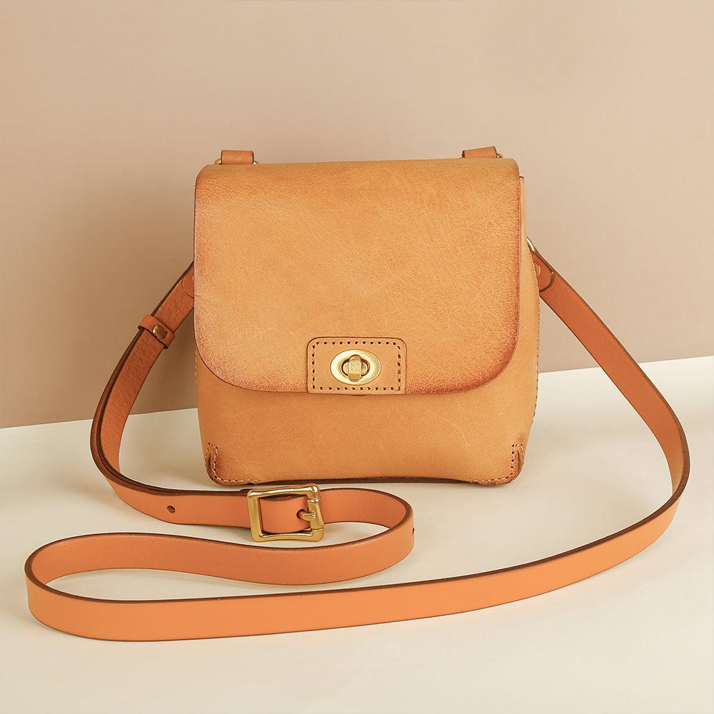 Top Grain Leather Mini Messenger - Tan - BeltUpOnline