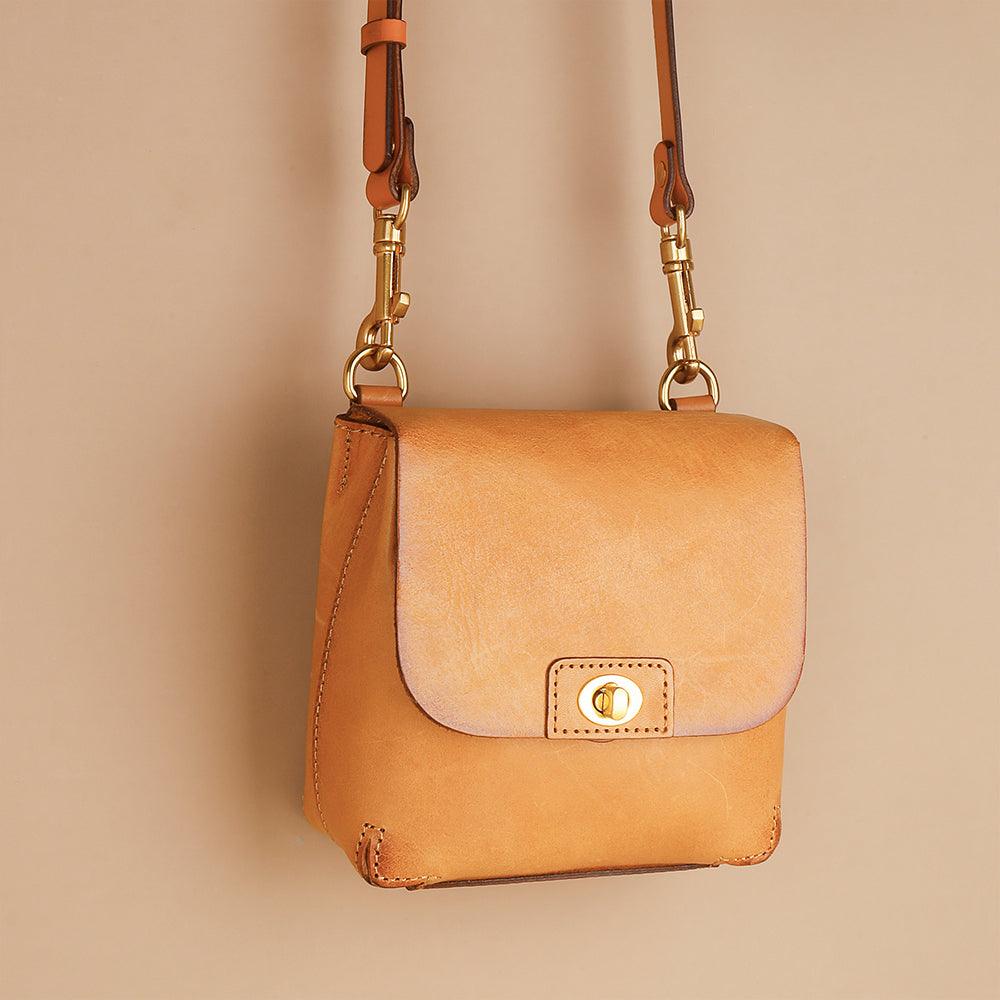 Top Grain Leather Mini Messenger - Tan - BeltUpOnline