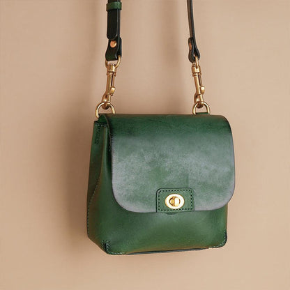 Top Grain Leather Mini Messenger - Green - BeltUpOnline