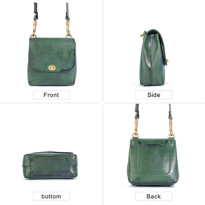 Top Grain Leather Mini Messenger - Green - BeltUpOnline