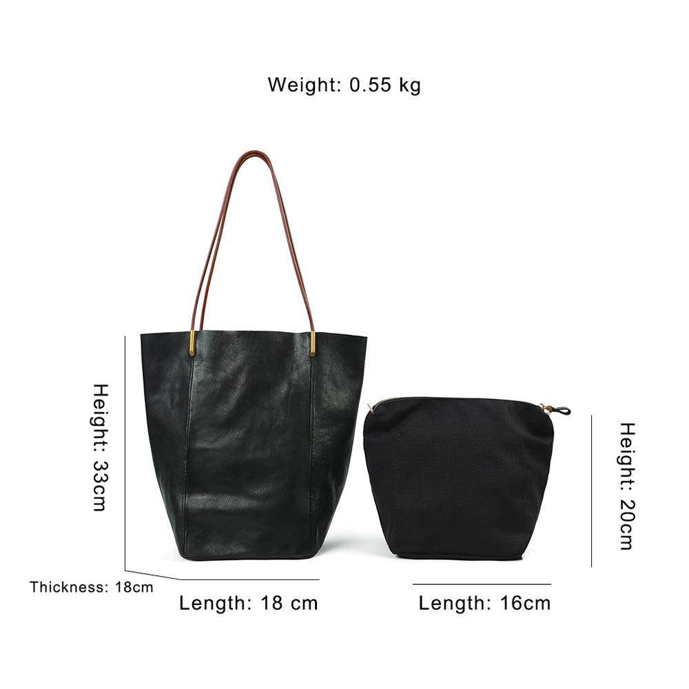 Black Leather Tote - Vegetable Tanned - BeltUpOnline