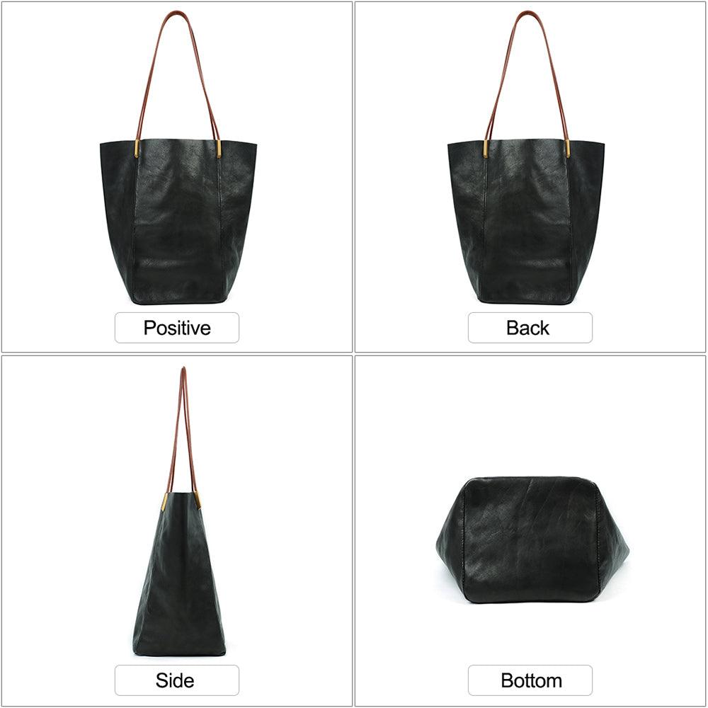 Black Leather Tote - Vegetable Tanned - BeltUpOnline