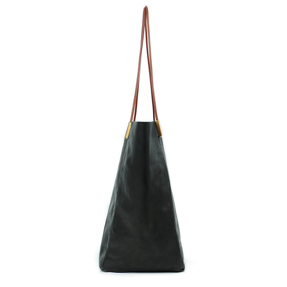 Black Leather Tote - Vegetable Tanned - BeltUpOnline