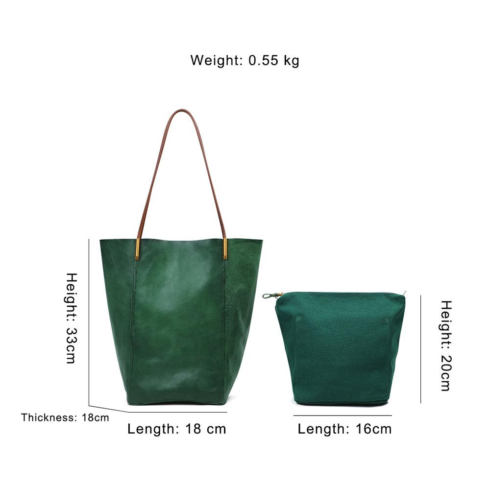 Forrest Green Leather Tote - Vegetable Tanned - BeltUpOnline