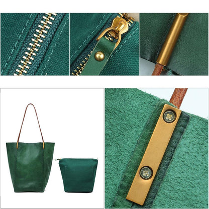 Forrest Green Leather Tote - Vegetable Tanned - BeltUpOnline