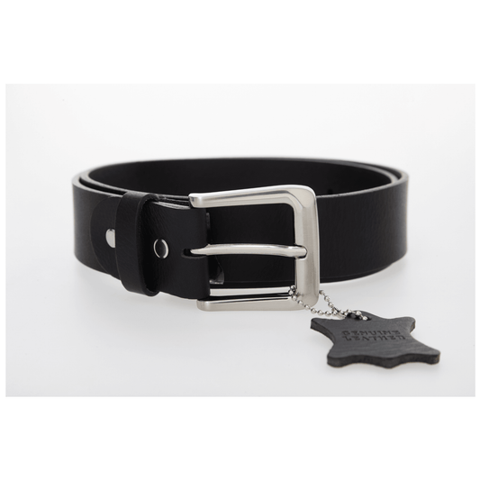 Kids Black Full Leather Belt - 30mm Width - BeltUpOnline